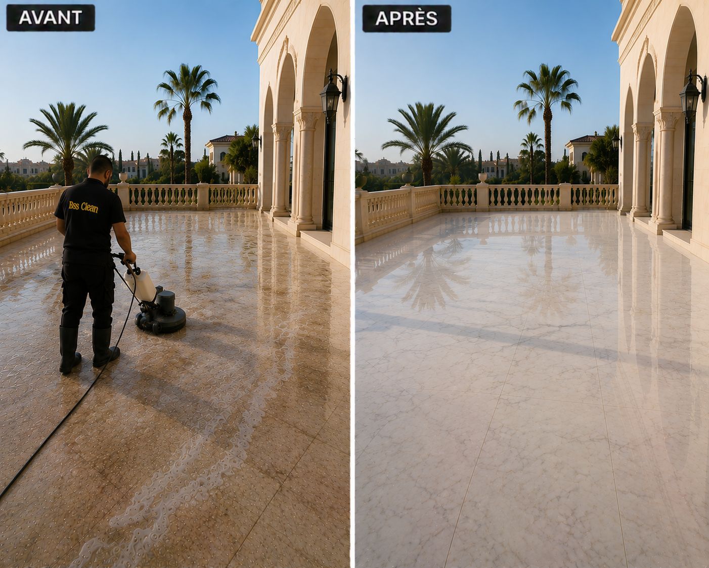 Cristallisation du marbre - résultat brillant BSS Clean Tanger